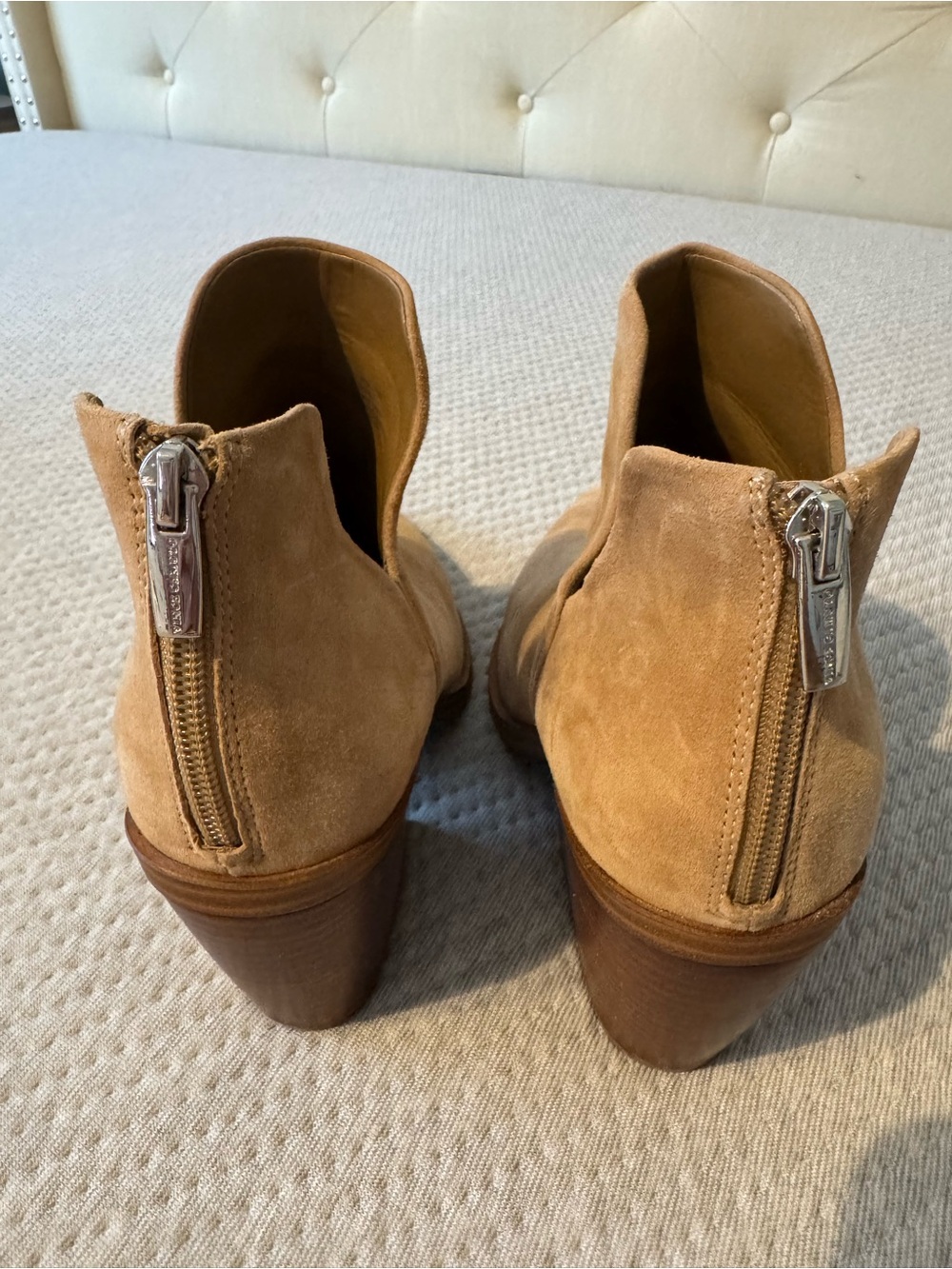 Vince Camuto Camel Suede Pointed Ankle Booties - Picture 4 of 7